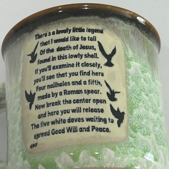 Legend of the Sand Dollar Ceramic Mug Colors Brown Green Cream Size 4” x 4” - Picture 12 of 12